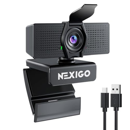 NexiGo N60 Pro (Gen 2) 1080P Webcam with Distortion-Free Lens, USB A to Type-C Data Cable, Noise Reduction Mic & Privacy Cover, for Zoom/Skype/Teams/Webex, Laptop MAC PC Desktop - style: USB-C Webcam