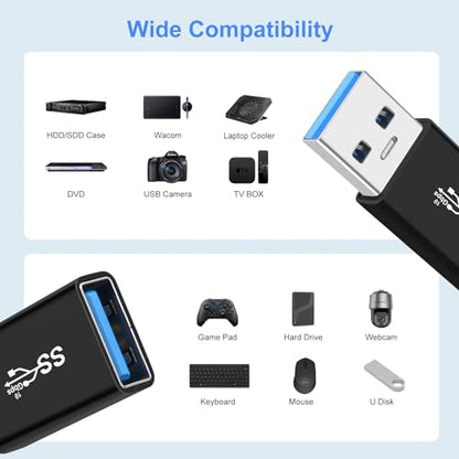 USB 3.0 Male to USB3.0 Female Adapter (2 Pack), OTG 3.0 USB A to 3.0 USB-A Expander Connector USBA Extender Connection or Data Cable Extension, USB3.0 Converter Adapters - style: 3.0Male-3.0Female