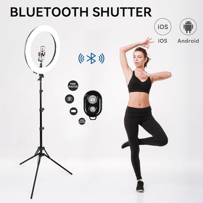 Ring Light Kit 18" 55W 5500k dimmable LED Light, 70inch Foldable Stand, Phone Clip, Short Video, Studio Video Photography Lighting, Spot Lights，Selfie and Live Streaming,You Tube,TikTok