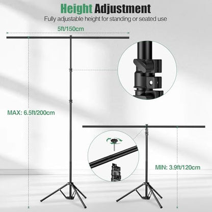 Black Backdrop Kit, 5×7ft Portable Black Photo Background with Adjustable T-Shaped Stand, 5 Clamps, Carrying Bag for Parties, Streaming, Photography, Zoom, Gaming, Video Studio - color: black