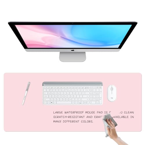 Dry Erase Desk Mat, Waterproof Desk Pad, Erasable Writing White Board for Making Plans, Non-Slip Large Desktop Protector for Office, Home, School 31"x13"(Pink) - color: Pink