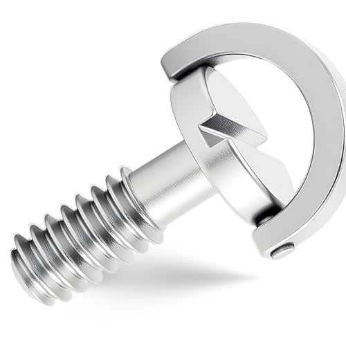 2 Pcs 1/4"-20 Thread D-Ring Camera Fixing Screws, Stainless Steel Tripod Screw Camera Mount Screws for Cameras Camcorder Tripod Gimbals Quick Release Plate