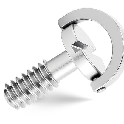2 Pcs 1/4"-20 Thread D-Ring Camera Fixing Screws, Stainless Steel Tripod Screw Camera Mount Screws for Cameras Camcorder Tripod Gimbals Quick Release Plate