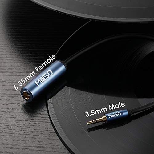 MillSO 1/4 to 3.5mm Headphone Adapter, 6.6 Feet TRS 6.35mm Female to 3.5mm Male 1/8 to 1/4 Stereo Audio Adapter for Guitar Amplifiers, Piano, Home Theater Devices, Phone, Laptop, Headphones - 6.6 Ft - color: Blue, size: 6.6 FT