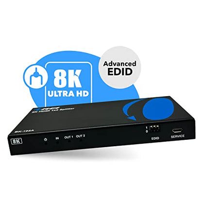 OREI 8K HDMI Splitter 1 X 2, Duplicate with Audio Extractor UltraHD Supports Upto 4K @ 120Hz IR EDID HDCP 2.3 - (BK-102A) (1x2 - Audio Out) - style: 8K@60Hz - 2 Outputs w/ Audio Extractor