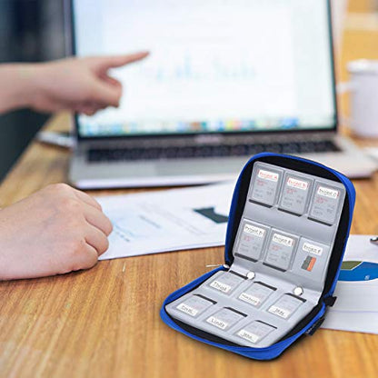 Eco-Fused Memory Card Case - Fits up to 44x SD, SDHC, Micro SD, Mini SD and 4X CF - Holder with 44 Slots (Blue / 44 Slots - 1 Pack) - color: Blue / 44 slots - 1 pack