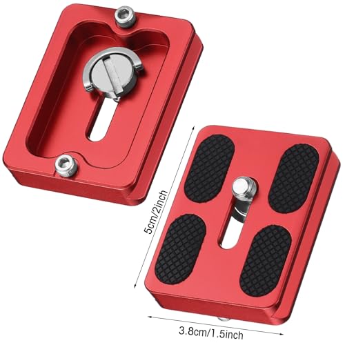 Frienda 2 Pieces Metal Quick Release Plate with 1/4''-20 Camera Screw Tripod Mount Plate Fits Standard for DSLR Camera Tripod Ball Head(Red,Pu50) - color: Red, style: PU50
