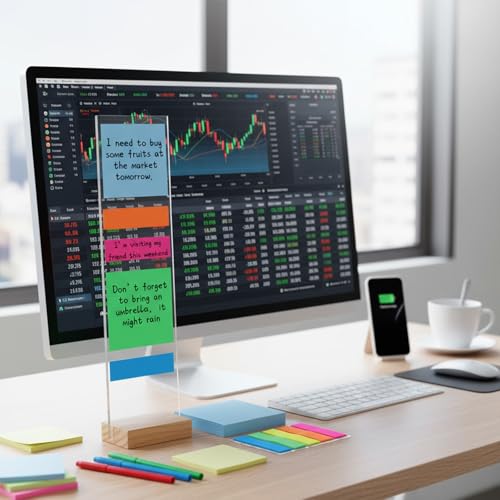 2 Pcs Acrylic Monitor Memo Board with Removable Stand Portable Monitor Sticky Note Board Sticky Notes Index Tabs for Computer Screen Monitors, Office Desk Accessories, No Screen Damage