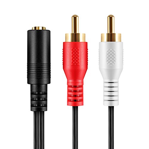 OBVIS 3.5mm to RCA Stereo Audio Cable Adapter | Female to Male, Bi-Directional, AUX Auxiliary Headphone Jack Plug Y Splitter, Left / Right 2RCA Male Connector Plug