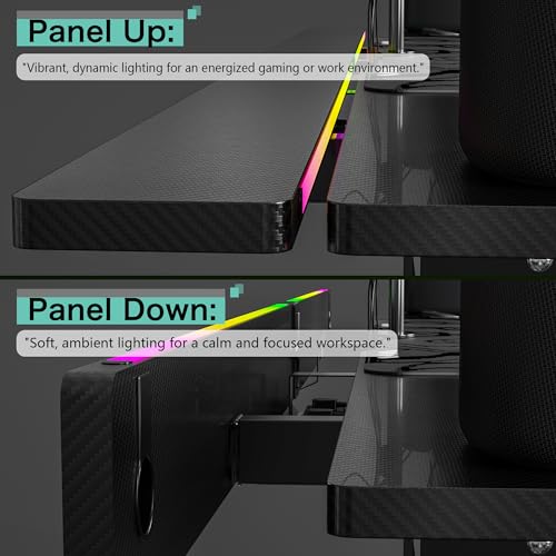 JWX 4 Legs Standing Desk with Dual Motor, Flip-up Cable Management Design with Acrylic Led Light - size: Flip Up -Black