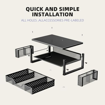 Simple Trending 2-Tier Monitor Stand Riser, Drawer & 2 Pen Holders, Black | Sturdy Material - size: 16"W x 10"D x 5.8"H