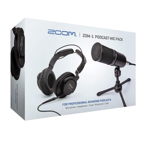 Zoom Zdm 1 4 Person Podcast Mic Pack (8 Items) | Includes 4x Zdm-1 Podcast Mic Packs, Zhp-1 Headphones, Tps-4 Stand, Windscreen, 2m Xlr) Plus 4 Knox Gear Boom Arms, (4 Pack)