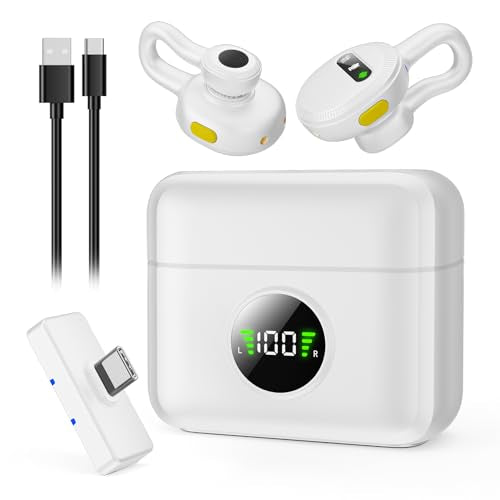Tisino mini Wireless Lavalier Microphone for iPhone 15,16/Android/Tablets/PC with USB C Plug, Noise Reduction Clip-on Lapel Mic with Charging Case for YouTube, TikTok, Vlog, Podcast, Interview - color: White