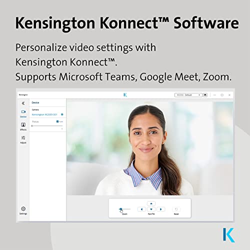 Kensington W2050 Pro 1080p Auto Focus Pro Webcam with Dual Stereo Microphone for Video Conferencing, Software Control, Privacy Shutter, Compatible with Zoom/Skype/Teams and More (K81176WW)