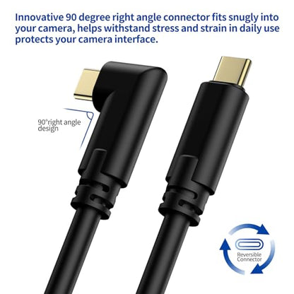 Jelanry Camera Tether Cable USB C to USB C 90° Right Angle, for Power Delivery, 5Gbps Data Transfer, Charging Between Camera & Computer+ Tethering Cable Lock Clamp for Sony Canon Nikon, 16.4 feet 5m - size: Straight+Elbow