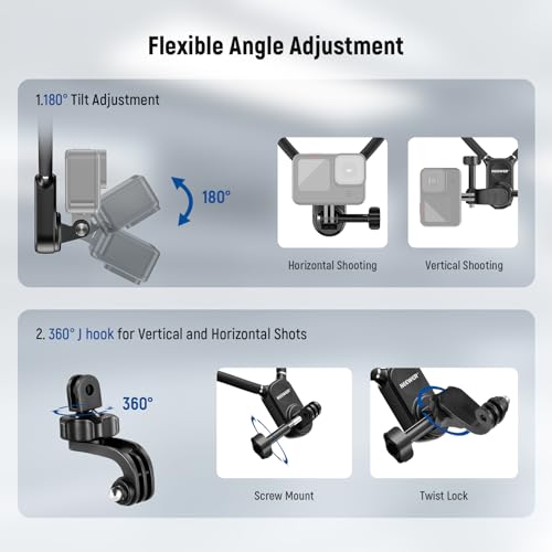NEEWER Magnetic Neck Mount Compatible with GoPro Hero 13 12 11 MAX DJI Action 4 Insta360 iPhone 15 Pro Max Samsung S23, Quick Release Flexible POV Action Camera Neck Mount Adapter & Phone Holder, GP15 - style: GP15