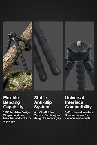 Mini Tripod Flexible Desktop Stand Compact Tripod Compatible with DJI Pocket 3, Action Camera, GoPro Hero, Insta360 X5 X3 X4