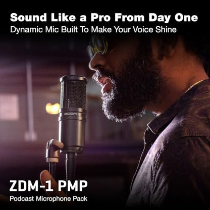 Zoom ZDM-1 Podcast Mic Pack Includes Dynamic Microphone, Headphones, Tripod, Windscreen, and XLR Cable | Includes Zdm-1 Dynamic Mic, Zhp-1 Closed-Back Headphones, Tps-4 Tripod, Windscreen, 2m Xlr Cable - size: (Pack of 1)