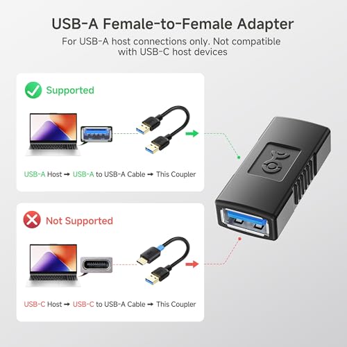 Cable Matters 2-Pack USB 3.0 Coupler USB Female to Female Adapter Gender Changer