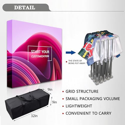Customize Fabric Display Stand Trade Show Backdrop Portable Aluminum Pop Up Display Banner Backdrop with Collapsible Frame and Banner Set 7.5×7.5 FT - color: Pop-Up Displays, size: 7.5×7.5 FT