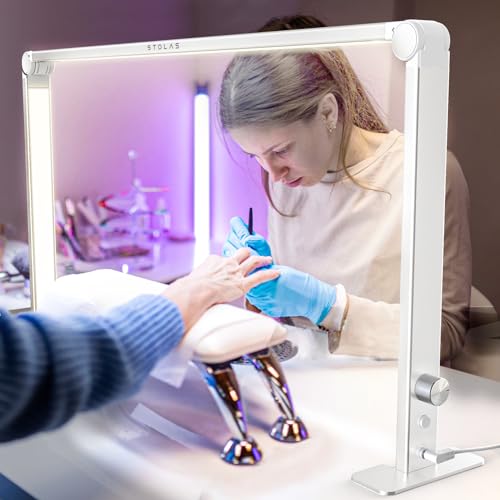 Portable Desk Lamp for Nail Tech, 3 Color Temperature, 4000-6000K Brightness Adjustable LED Nail Light for Desk - color: White