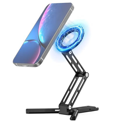 CAMBOFOTO Magnetic Phone Tripod Stand for iPhone, Aluminum Strong Magnetic Pocket Cell Phone Stand, Arca-Swiss Compatible with iPhone 17 16 15 14 13 12 Series/Android (Black) - color: Black