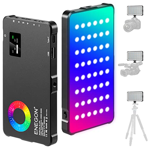 ENEGON RGB Video Light, Built-in 4000mAh Rechargeable Battery LED Camera Light Full Color 24 Common Light Effects, CRI≥95 2500-9000K LED Video Light Panel with Power Bank Function. - color: RGB Photo Fill Light