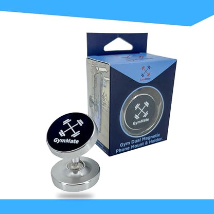 Gym Mate Gym Dual Magnetic Phone Mount & Holder – Attaches Magnetically to Metal Surfaces – Shoot Hands-Free Workout Videos – Strong Joints & Magnets – Compact Size