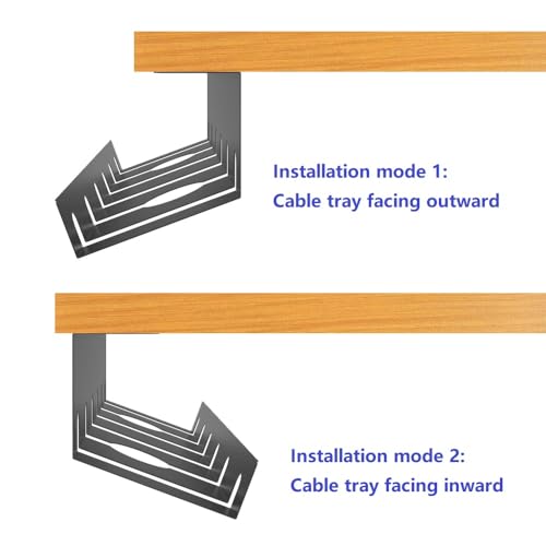 2 Pcs of Cable Management Under Desk for Easy Mounting Metal Under Desk Cable Organizer for Office, Home Cable Tray Holder (UnderDeskCM)