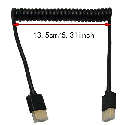 HDMI to HDMI Coiled Cable HDMI to HDMI Adapter Coiled Cable, 4.5mm/0.17inch OD 1.5m Length 4K Coiled Cable, HDMI Extender Cable, Coiled HDMI Extension Cable Cord