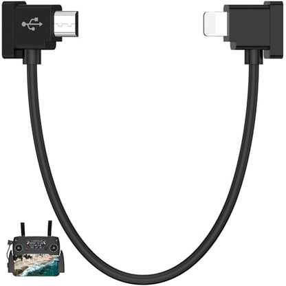 for Micro USB to iOS Data Cable for DJI Spark/Mavic Pro/Mavic Mini 1st & SE/Mavic 2 Series/Mavic Air 1st Drone Controller, Link for iPhone 14 13 12 11 Pro Max iPad, RC Cable (1ft/30cm)