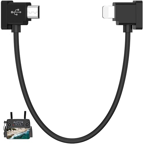 for Micro USB to iOS Data Cable for DJI Spark/Mavic Pro/Mavic Mini 1st & SE/Mavic 2 Series/Mavic Air 1st Drone Controller, Link for iPhone 14 13 12 11 Pro Max iPad, RC Cable (1ft/30cm)
