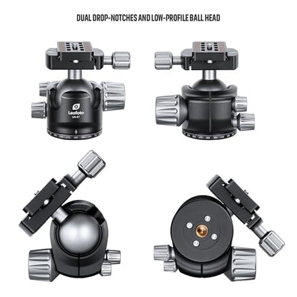 LEOFOTO LH-47 Camera Tripod Ball Head Mount, 98mm Aluminium Ball Head with 1/4" Quick Release Plate, 360 Degree Rotating & Panoramic Base, 3/8" Mounting Screw for Tripod/Monopod/Slider, Max Load 48lb - color: Knob Release, 98mm, with QR Plate, Max Load 48