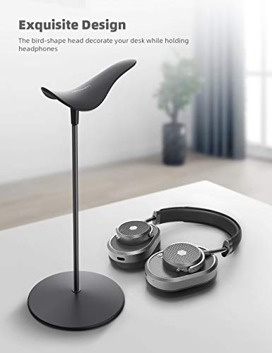 Lamicall Headphone Stand, Desktop Headset Holder - Desk Earphone Stand, for All Headsets Such as Airpods Max, HyperX Gaming Headphones, Beats, Senn heiser Music Headphones Gifts - color: Black