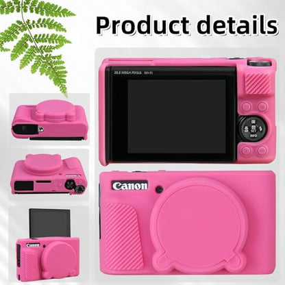Camera Case for Canon PowerShot SX740/ SX730 Digital Camera,SX740 HS Case, Soft Silicone Protective Case Removable Lens Cover,Comes with 2 Screen Protectors and 1 Wrist Strap. (Peach Red) - color: Peach Red