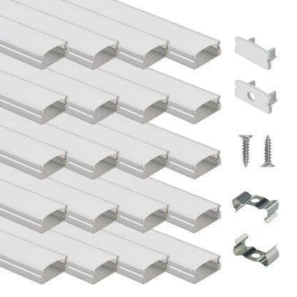 Muzata 20Pack 6.6FT/2M LED Channel Aluminum U Shape Silver LED Strip Diffuser Channel with Milky White Cover Easy Installation U1SW WW 2M - size: 20Pack