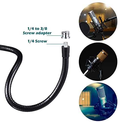 2 Sets Gooseneck Mic Stand 13 Inch Microphone Stand Flexible Gooseneck Desktop 3/8 to 5/8 Inch with Clip Desk Clamp for Podium, Lecture Recording Studio Podcast Meeting Radio Broadcasting Studio Live
