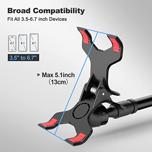 Gooseneck Cell Phone Holder, Universal 360 Flexible Phone Stand Lazy Bracket Mount Long Arms Clamp for Phone 13 Pro Xs Max XR X 8 7 6 6s Plus and Other 3.5~6.7'' Device (Black) - color: black