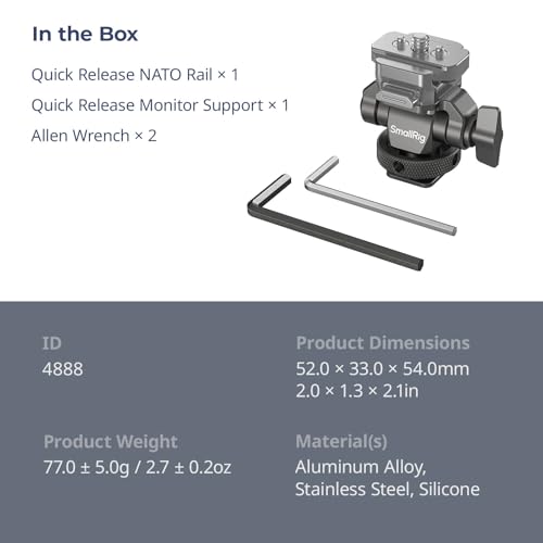 SmallRig HawkLock H21 Quick Release Monitor Mount with Cold Shoe Mount, Swivel and Tilt Adjustable Monitor Holder with 1/4"- 20 Screw, Dual Anti-Twist Design, for Ninja V and V+ Monitors