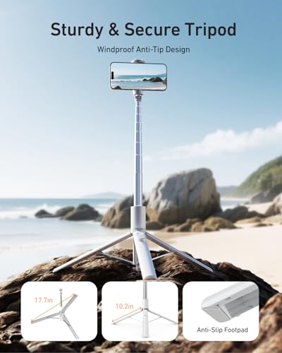 Automatic Tripod for iPhone, TELESIN Auto-Open Phone Tripods with Remote Control for TikTok Scrolling & Zoom, 67" Extendable Travel Selfie Stick, Portable 360° Rotation Cell Phone Stand for Android - size: 67" Phone Tripod Stand