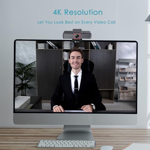 Angetube 4K AI Webcam for PC, AI-Trackig Computer Web Camera for Desktop | AI-Trackig, HDR, USB 3.0, Remote Control, 10X Digital Zoom, AI Noise-Cancelling Mics, USB Web Cam for Mac Laptop
