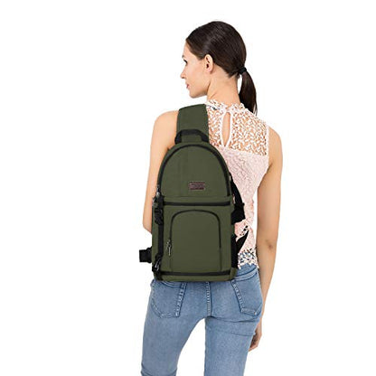 MOSISO Camera Sling Bag, DSLR/SLR/Mirrorless Camera Backpack Case Shockproof Photography Backpack with Tripod Holder & Removable Modular Inserts Compatible with Canon/Nikon/Sony/Fuji, Army Green - color: Army Green