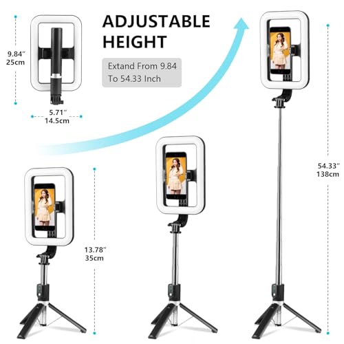 Selfie Ring Light with Stand, Tripod with Dimmable LED Lights, Extendable Ring Light Tripod for Photography, Video Recording, Live Stream, Makeup