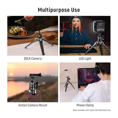 NEEWER Mini Metal Table Tripod with 360° Ball Head, Supports Vertical Recording and Handle, Portable Travel Tripod with 1/4 Inch Screw for Camera Mobile Phone Action Cam, Max. Load 3 kg, TP29 - style: TP29