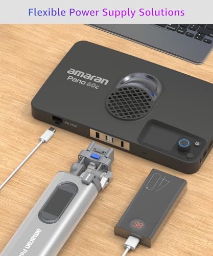 amaran Pano 60c Kit,Compact 60W RGBWW Full Color Panel Light,Support USB-C PD,CCT 2,300K-10,000K,12 Lighting Efects,APP Control w/Softbox Studio Light Photography Lighting (Pano 60c - White) - color: Pano 60c - White