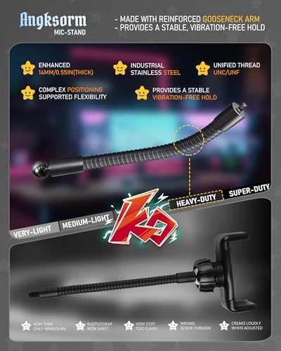 KHC1417 Ring Light Phone Holder with Flexible Heavy-Duty Gooseneck Arm – Adjustable Smartphone Mount with Hot Shoe Adapter for Tripods, Camera Mounts, iPhone & Android, 13-INCH - size: 13" with Hot Shoe