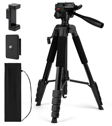 64” Tripod for Cell Phone & Camera,Multi-Angle Portable Tripods Stand, Sturdy & Stable Height Adjustable Lightweight Travel Outdoor DSLR Tripods Vlog Video Recording Photos - size: 64in(Alu)