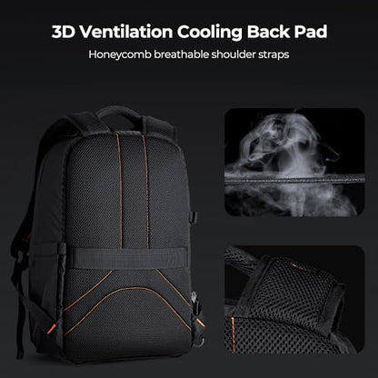 K&F CONCEPT Camera Backpack for Photographers Large Waterproof Photography Camera Bag with Laptop/Tripod Compartment for Men Women Black Orange - style: Designer