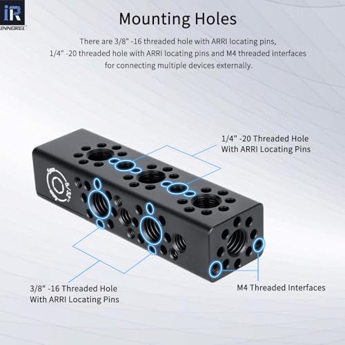 INNOREL CB3 CNC Aluminum Alloy Multi-Function Cheese Handle, Cheese Grip Extension Bar, Featuring 3/8" and 1/4" Arri Locating Holes for Camera Cage Frames, Cheese Plates, Any 3/8" Threaded Point - size: CB3