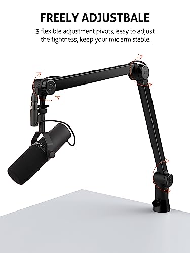 Blue Yeti Microphone Boom Arm - Upgraded Heavy Duty Boom Arm, Hidden Cable Management, Stable Desk Clamp, Blue Yeti Mic Stand Compatible with Yeti Microphone, HyperX QuadCast, Shure SM7B - color: Upgraded Large Blue Yeti Boom Arm